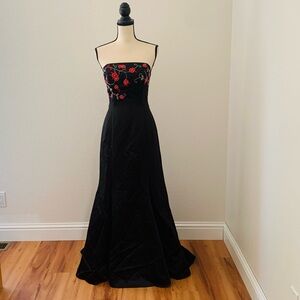 Morgan & Co. Beaded and Embroidered Black Formal Dress